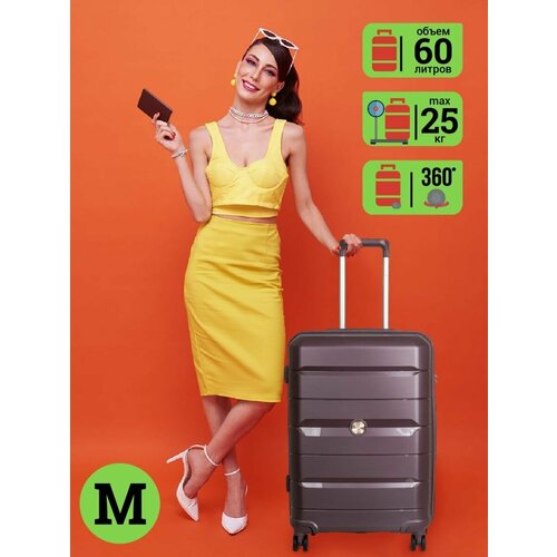 Чемодан SUPRA LUGGAGE, 60 л, размер M, фиолетовый