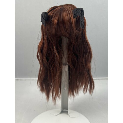 парик модница рыжий 50 см Iplehouse Wig IHW_SS060 (Длинный волнистый парик с прямой челкой рыжий размер 15-18 см для кукол Иплхаус)