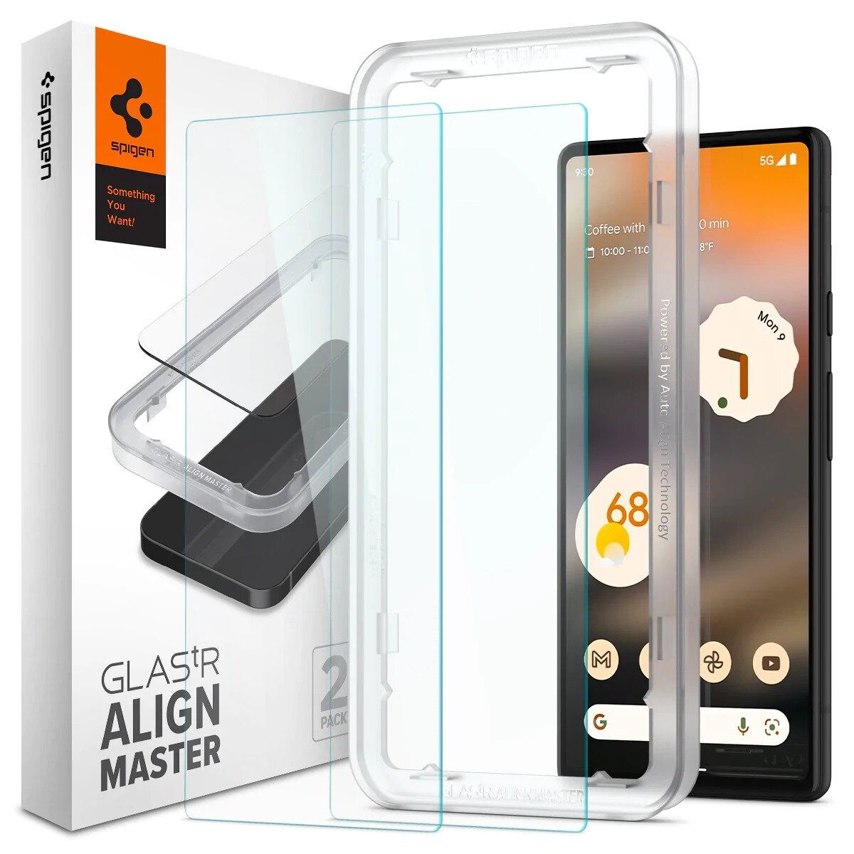 Защитное стекло SPIGEN для Pixel 6a - AlignMaster GLAS.tR - Прозрачный - 2 шт - AGL04695