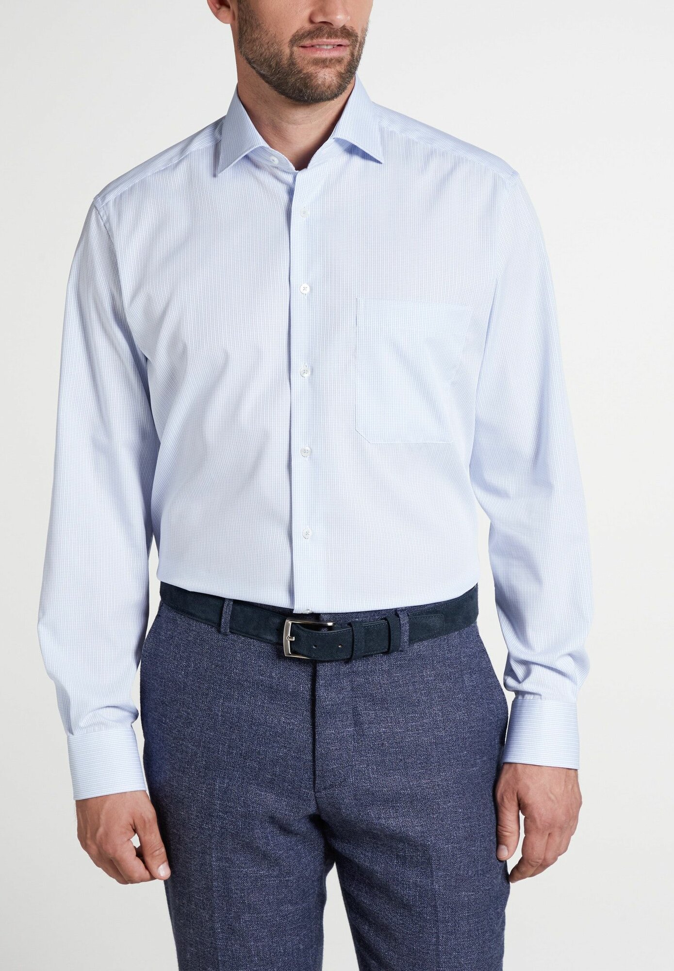 Рубашка Eterna Comfort Fit, размер 40, голубой/белый