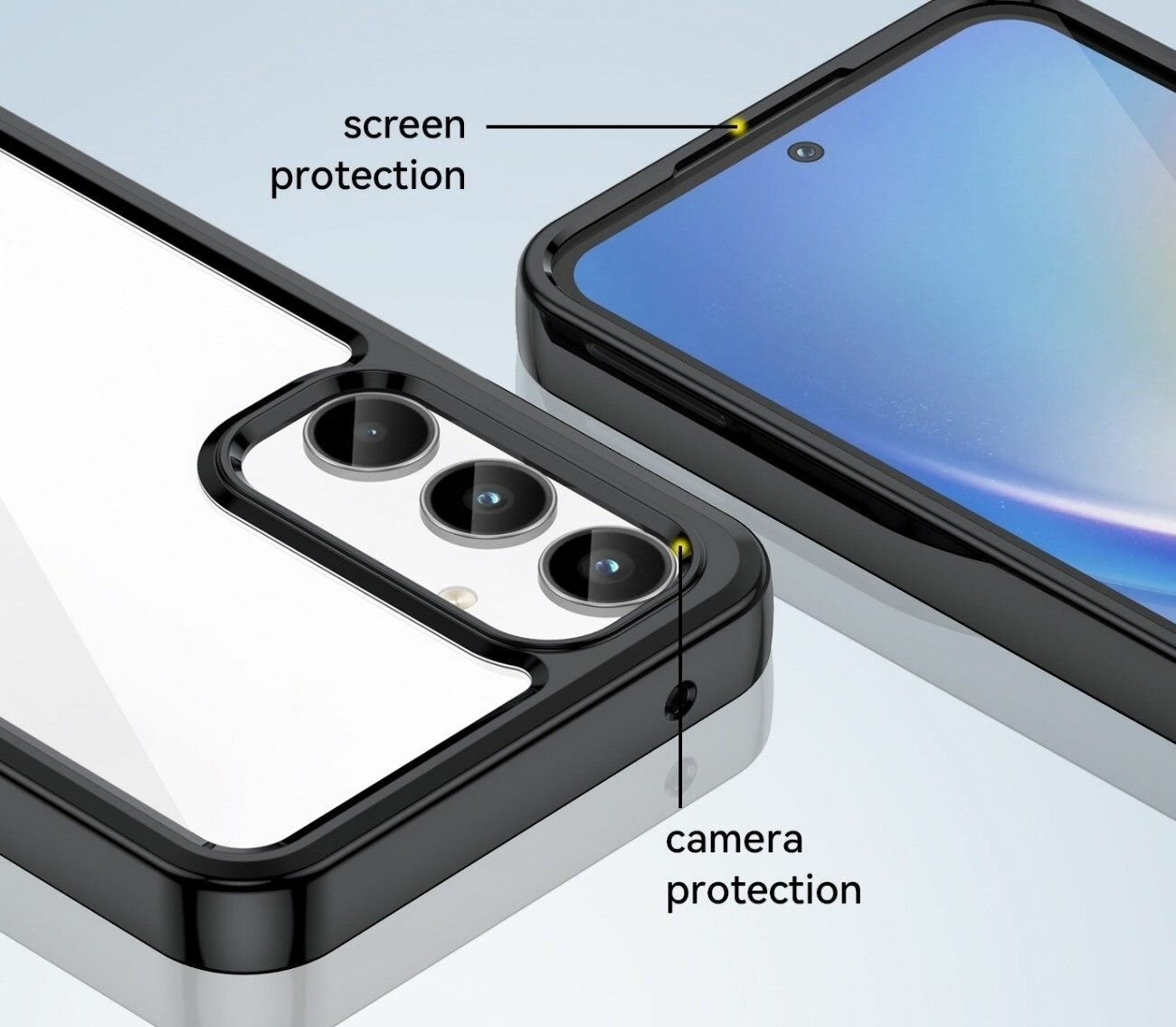 Чехол на Samsung Galaxy A55 5G пластиковый с силиконовой окантовкой чёрный — фото 1