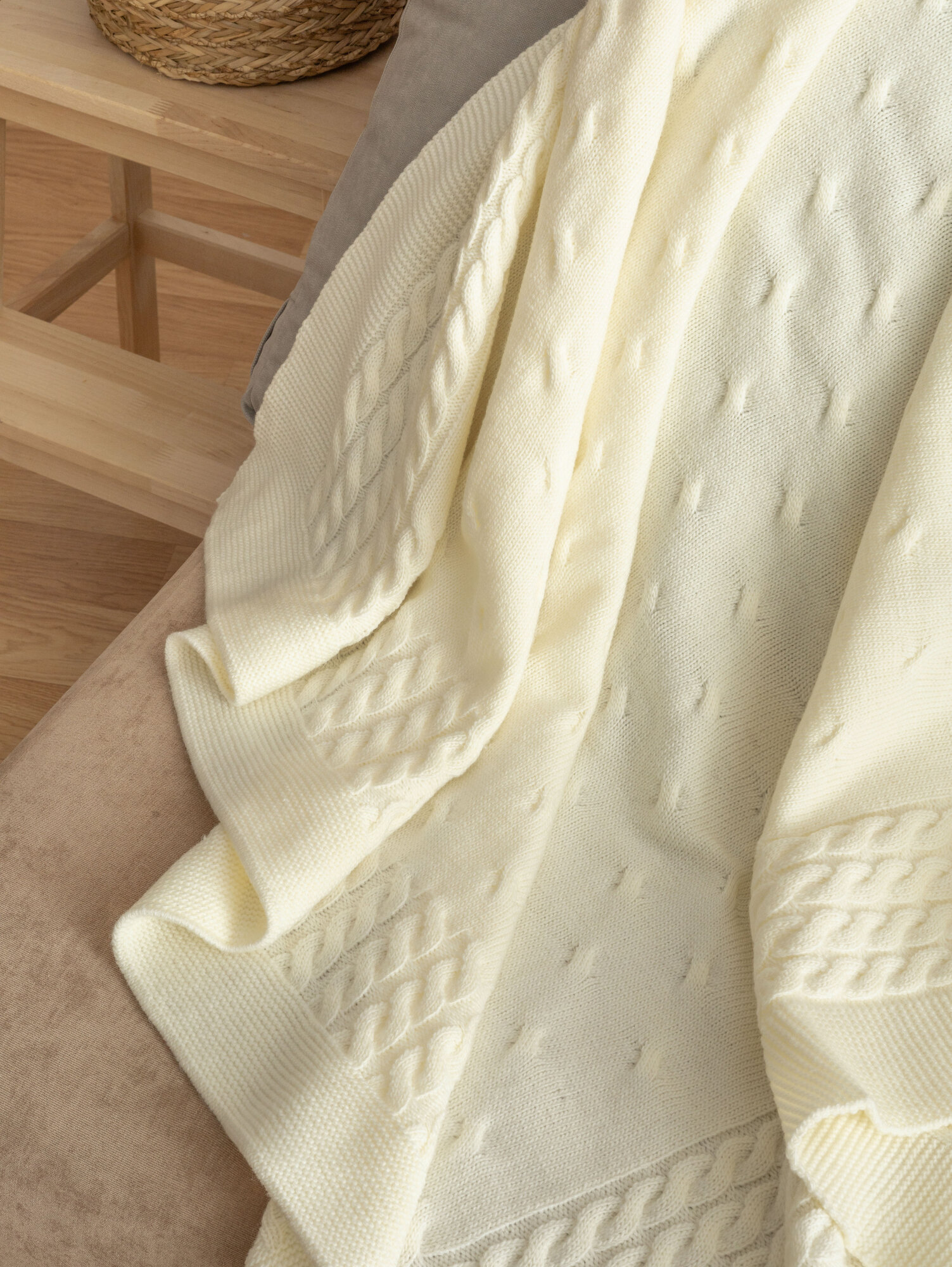 Плед детский вязаный 110x130 цвет Белый — фото 1