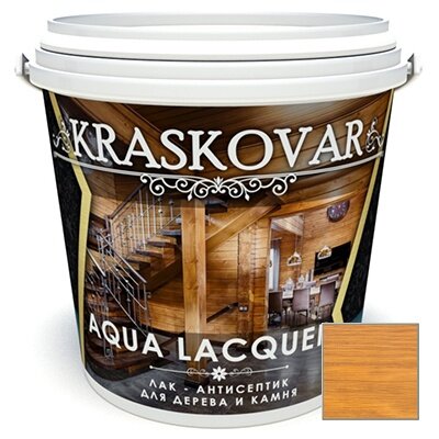 Лак-антисептик Kraskovar Aqua Lacquer для дерева и камня тик (1900001322) 09 л