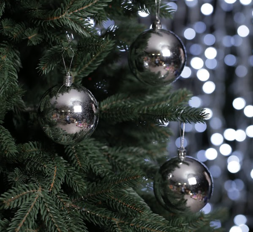 Набор шаров глянец 6 шт. (8 см) цвет серебро