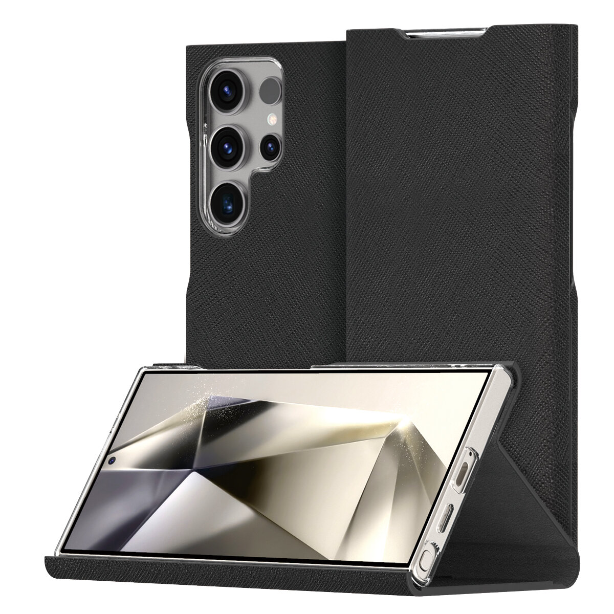 Чехол-книжка на Samsung Galaxy S24 Ultra Araree Bonnet Stand, с подставкой, черный