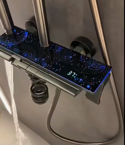 Изображение товара Душевая система с тропическим душем смеситель для ванны с душем латунь черный/серый 140см