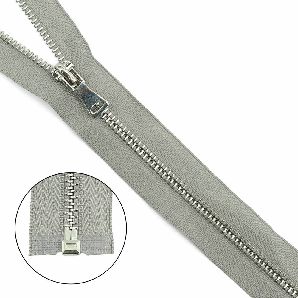 Молния айрис Металл-никель, 70 см 340 светло-серый, 5 шт