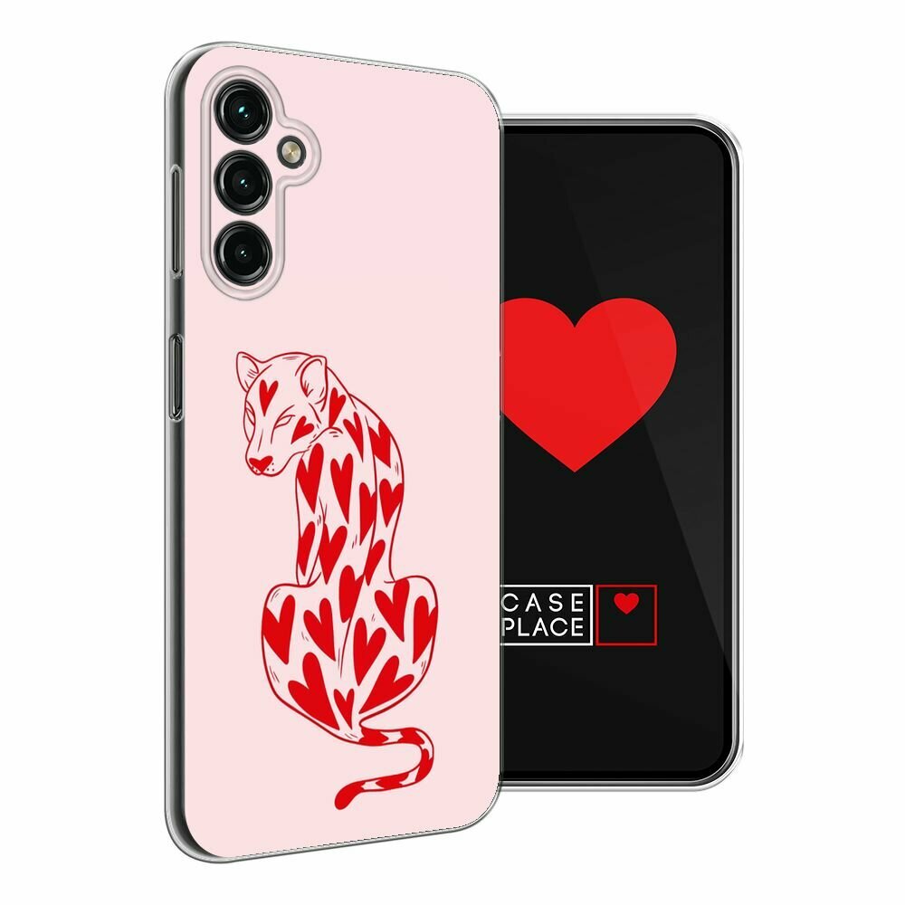 Чехол на Samsung Galaxy A14 4G / Галакси A14 4G с принтом "Heart panther 1 - 14 февраля" — фото 1