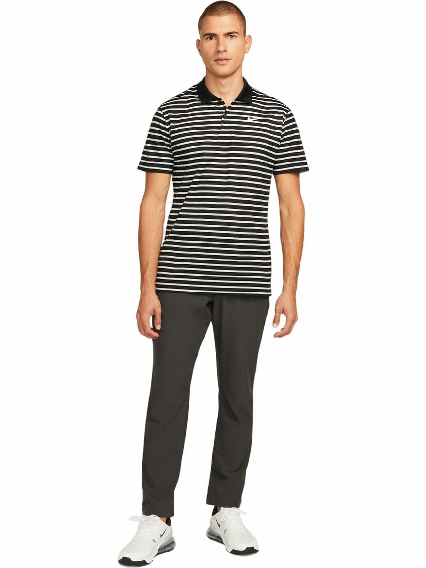 Поло NIKE M NK DF VCTRY STRIPE POLO, размер XS, чёрный — фото 1
