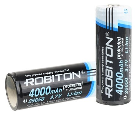 Аккумулятор Li-ion 26650 с защитой (37 В; 4000 мАч) Robiton