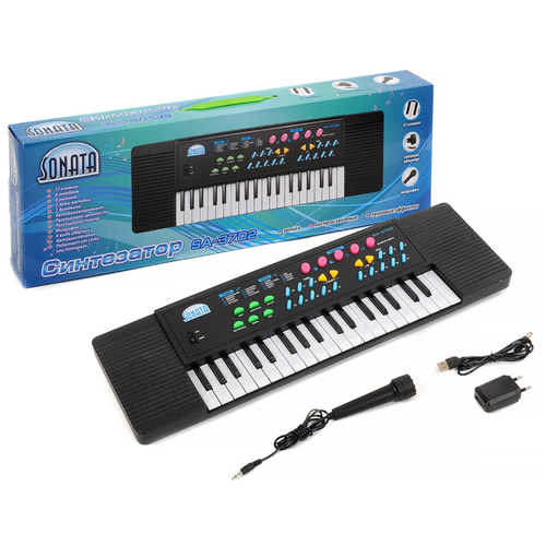 Синтезатор детский, с микрофоном, 37 клавиш, игрушечные музыкальные инструменты, размер - 53,5 х 16,5 х 5,5 см