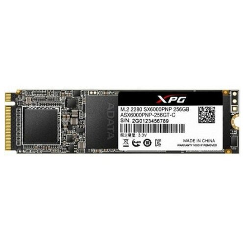 SSD M.2 ADATA 256 ГБ XPG SX6000 Pro (PCI-E 3.0 x4, 2100/1200 Мбит/с, 190000iops, 3D TLC, NVMe 1.3, 22x80 мм)