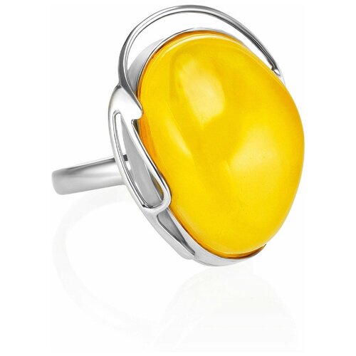 фото Amberholl роскошное кольцо из серебра «лагуна» с балтийским медовым янтарем, имеющим уникальную живописную текстуру