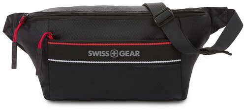 Сумка поясная SWISSGEAR, фактура плетеная, черный