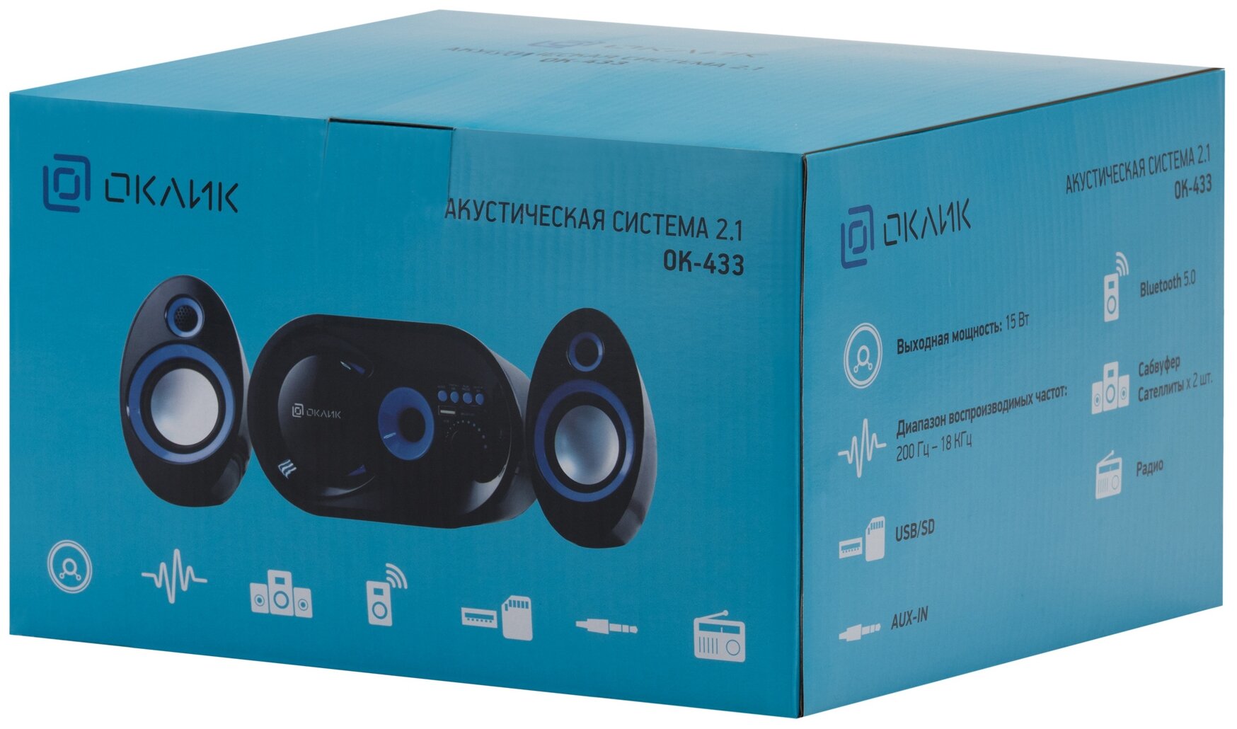 Колонки Bluetooth OKLICK OK-433, 2.1, черный [2071bkt] - фото №10