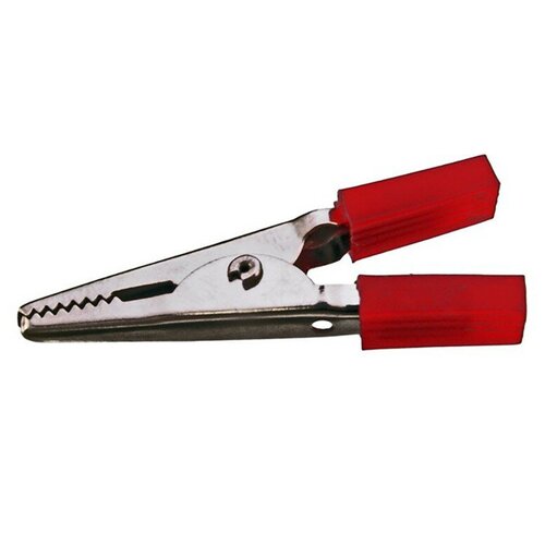 фото 8-0028 red зажим "крокодил" с изолятором 5а, 47мм (красный) oem