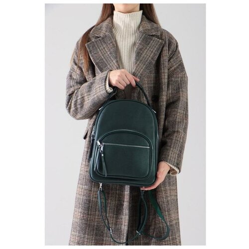 фото Рюкзак, 2 отдела на молниях, 3 наружных кармана, цвет зелёный noname