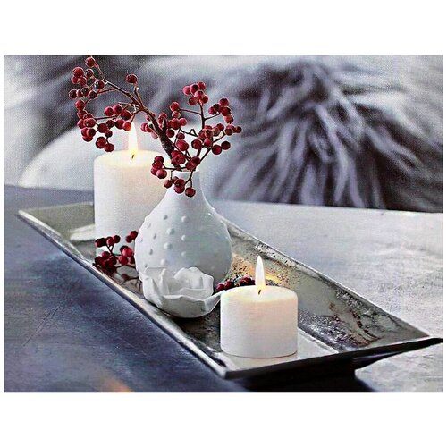 Светящаяся картина ягодная нежность, 2 тёплых белых LED-огня, 30х40 см, Peha Magic