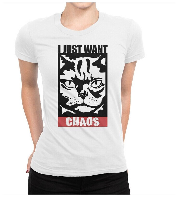 Футболка Dream Shirts Кот - I Just Want Chaos Женская серая 