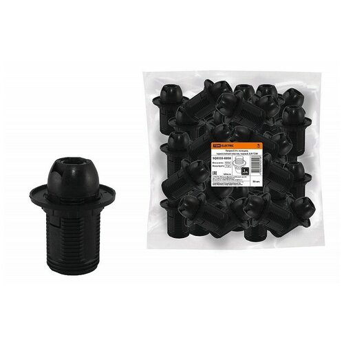 фото Патрон е14 с кольцом, термостойкий пластик, черный, б/н tdm, цена за 1 шт tdm еlectric