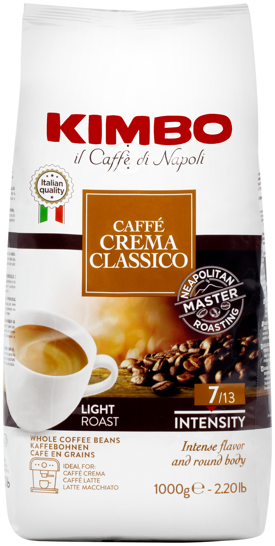 Кофе в зернах Kimbo Caffe Creama Classico 1кг, мягкая упаковка