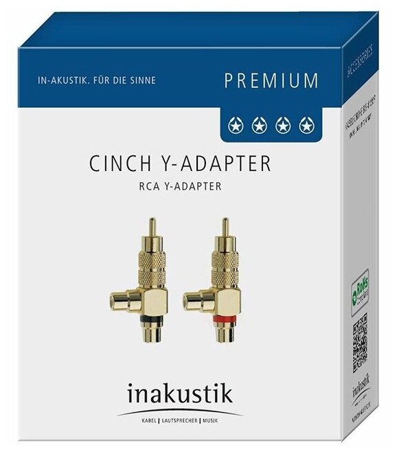 Переходник RCA - RCA Inakustik 0080421 Premium RCA F-Adapter 2-Set