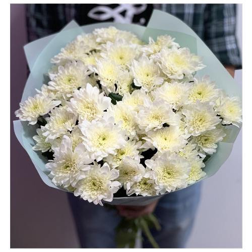 Букет с хризантемами «Белоснежка малый»