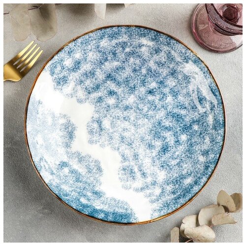 Тарелка керамическая обеденная «Море», 400 мл, d=25,5 см, цвет синий