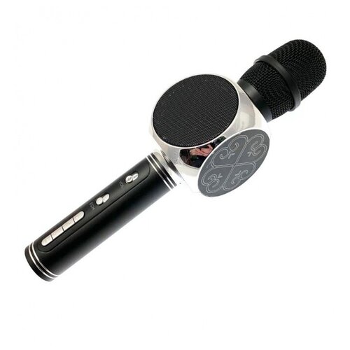 Беспроводной караоке микрофон с колонкой YS63, цвет черный с серебристым