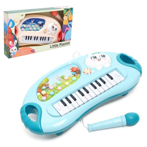 Пианино Зайка (свет, звук) в коробке мелодии игрушечный для детей