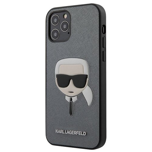 фото Чехол karl lagerfeld pu saffiano karl's head hard для iphone 12 pro max, серебристый