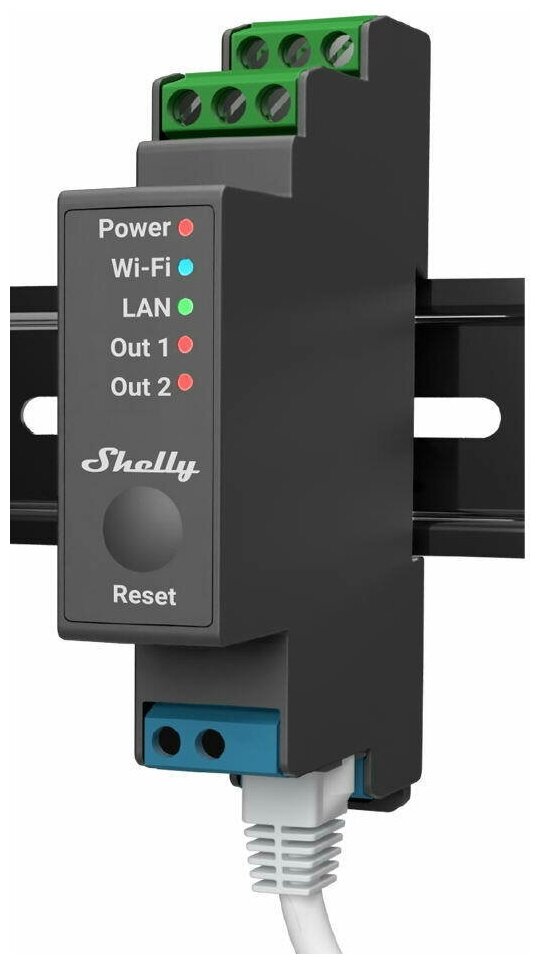 Двухканальное Wi-Fi реле Shelly PRO 2PM с функцией измерения мощности