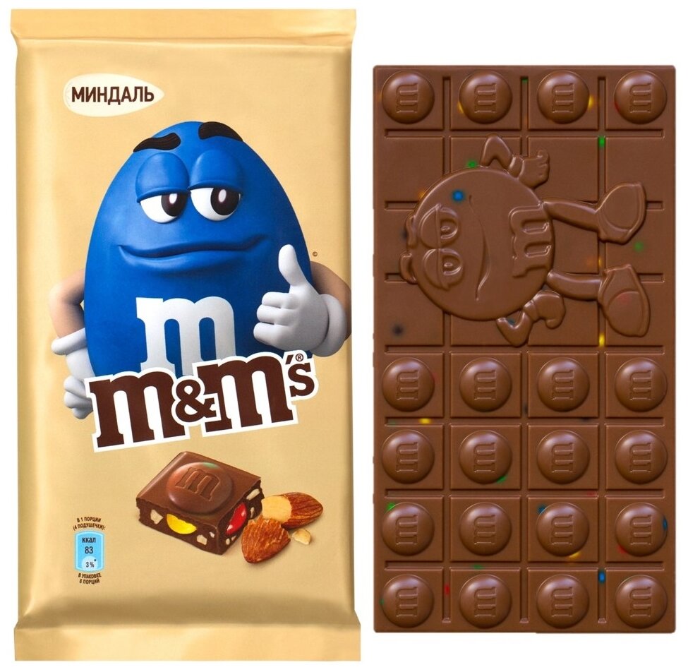 Молочный шоколад M&M’s® с миндалем и разноцветным драже 122 гр - фотография № 2