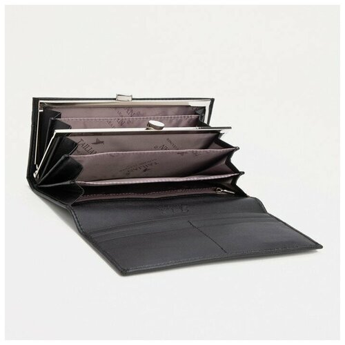 Кошелёк, 3 отдела на магните, цвет черный