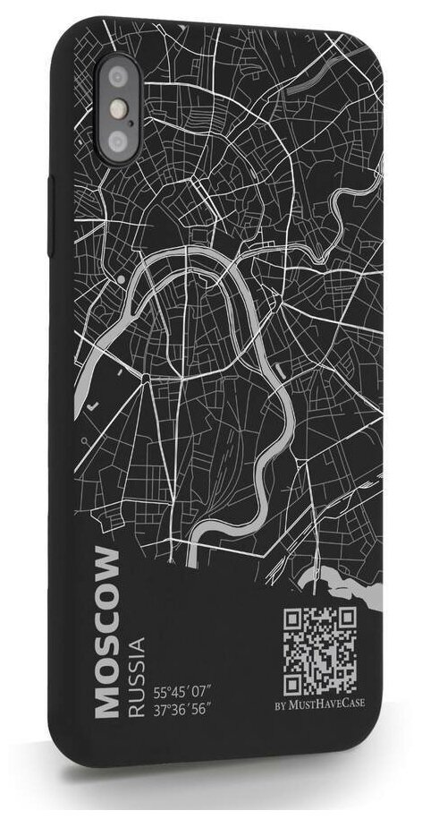 Черный силиконовый чехол MustHaveCase для iPhone XS Max Карта Москвы для Айфон 10С Макс