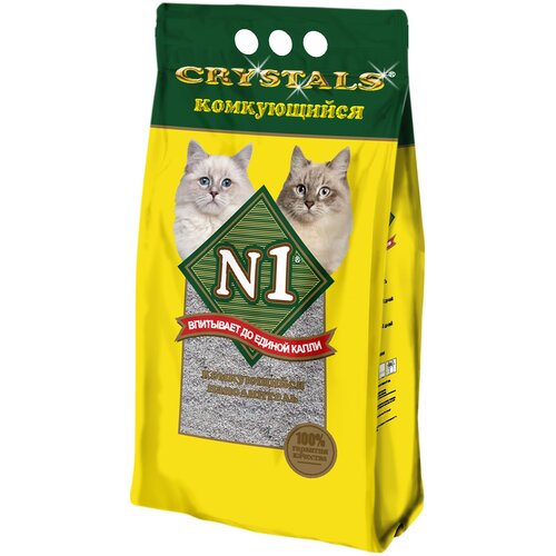 комкующийся наполнитель n1 crystals комкующийся 5л 1 шт Наполнитель N1 Crystals Комкующийся для кошек, 5 л, 4.2 кг