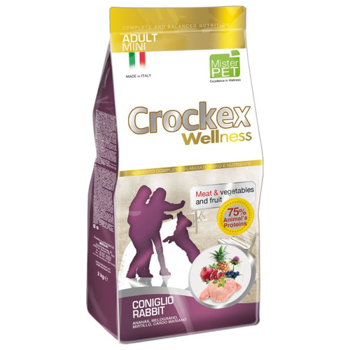 CROCKEX Wellness корм для взрослых собак малых пород, кролик с рисом 2 кг (2 шт)