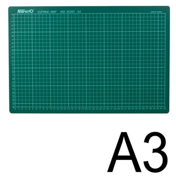 Коврик-подкладка Kw-trio настольный для резки А3 (450х300 мм), сантиметровая шкала, зеленый, 3 мм