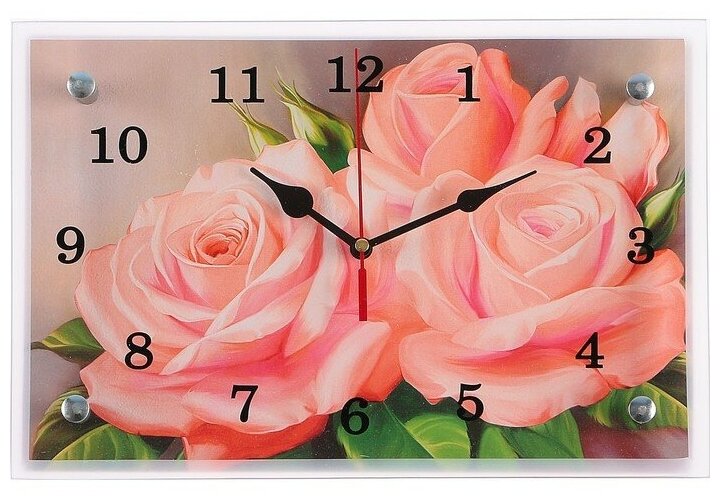 Часы настенные, серия: Цветы, "Розы", 20х30 см 3519835
