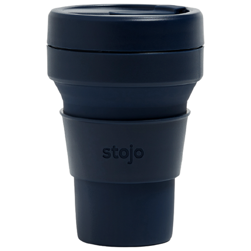 Многоразовый складной стакан STOJO с крышкой для кофе с собой из пищевого силикона,Кружка для кофе 355 мл, цвет Denim стакан paclan стакан пластиковый party classic