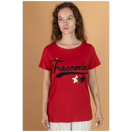 фото Fracomina футболка красная принт (xs)