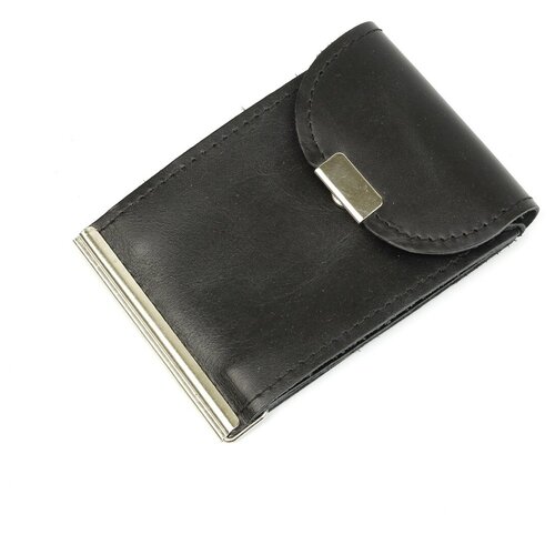 фото Зажим для купюр кроко из натуральной кожи, бумагодержатель, компактный кошелек, зажим для денег черный зк300-254