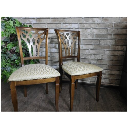 фото Evita стул венеция м13 орех деревянный с мягкой сидушкой ткань жаккард 84-1/в комплекте 2 шт./кухонный стул/стул для кухни/стул для столовой/стул для гостиной/стул из массива