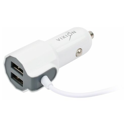 фото Автомобильное зарядное устройство vixion u8 micro-usb (белое) без бренда