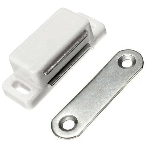 Защелка магнитная Bauset белая (2 части)