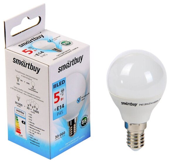Лампа светодиодная SmartBuy SBL 4000K, E14, P45, 5Вт, 4000 К - фотография № 8