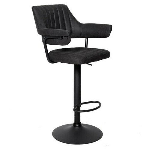 Стул барный с мягкой спинкой и подлокотниками кантри (велюр), черный