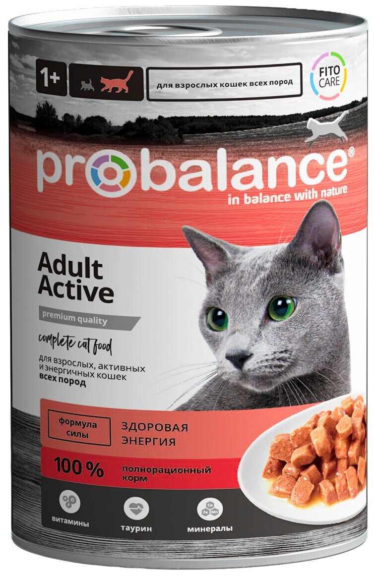 РroBalance Active Корм для Активных кошек , 12 банок по 415 гр - фотография № 6