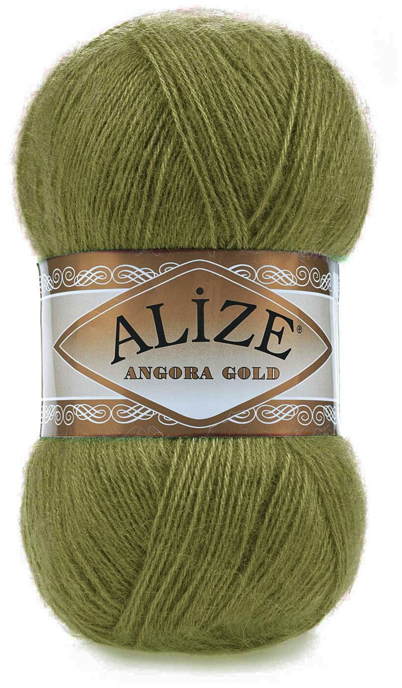 Пряжа Alize Angora Gold оливковый (758), 80%акрил/20%шерсть, 550м, 100г, 5шт