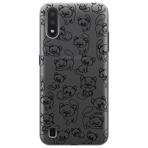 Ультратонкий силиконовый чехол-накладка для Samsung Galaxy A01 с 3D принтом Cute Kitties ультратонкий силиконовый чехол накладка transparent для samsung galaxy note 10 с 3d принтом cute kitties